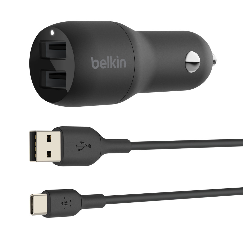 Belkin Boost↑Charge™ Dual USB Car Charger + USB-C kabel – 24W