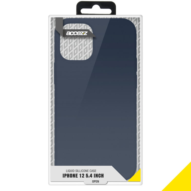 Accezz Liquid Silicone Backcover Apple iPhone 12 Mini - Donkerblauw - Afbeelding 4