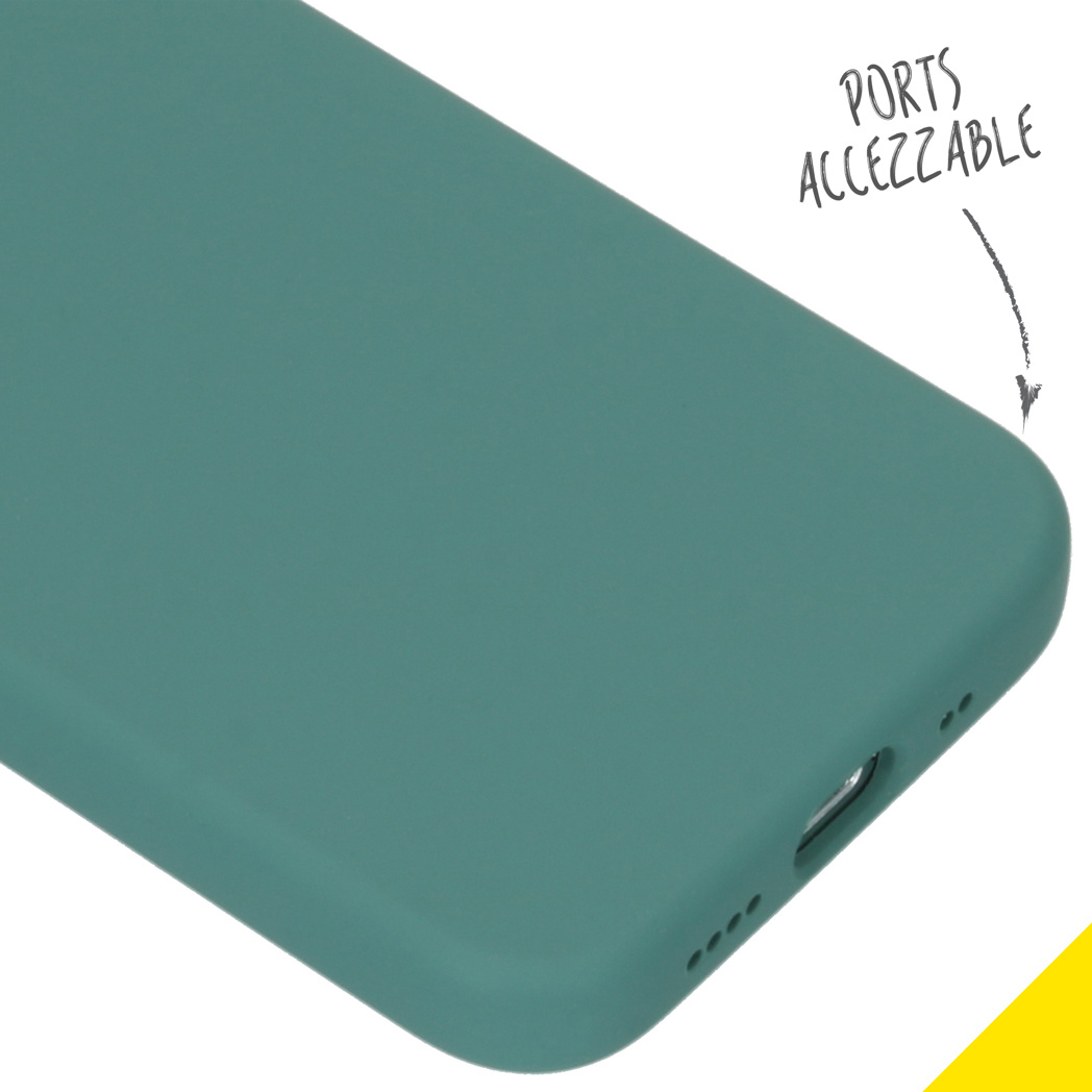 Accezz Liquid Silicone Backcover Apple iPhone 12 Mini - Donkergroen - Afbeelding 3