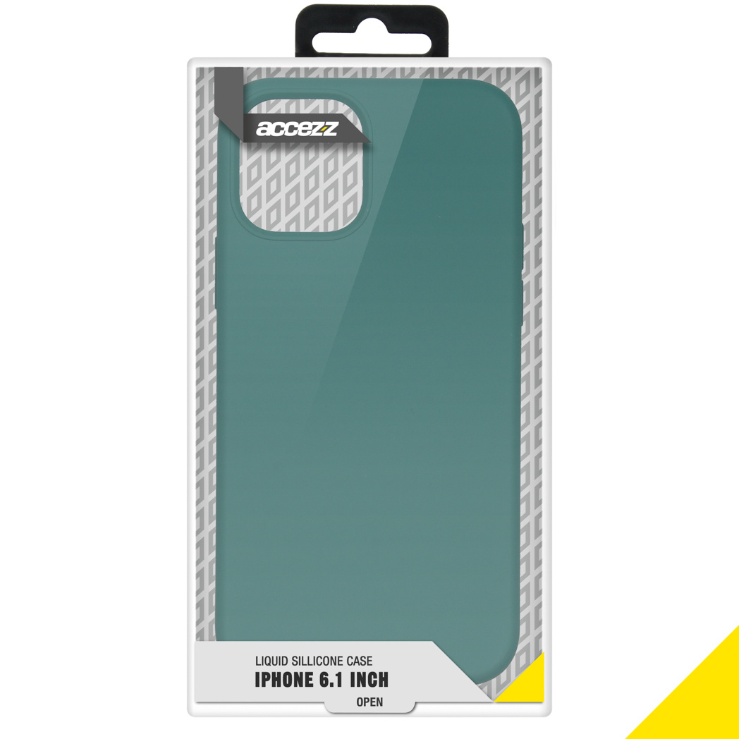 Accezz Liquid Silicone Backcover Apple iPhone 12 (Pro) - Donkergroen - Afbeelding 4
