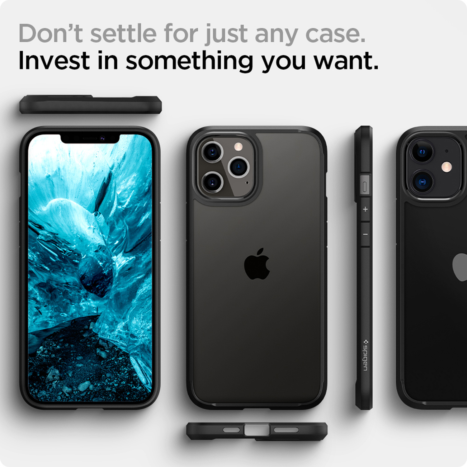 Spigen Ultra Hybrid Backcover Apple iPhone 12 (Pro) - Zwart - Afbeelding 7