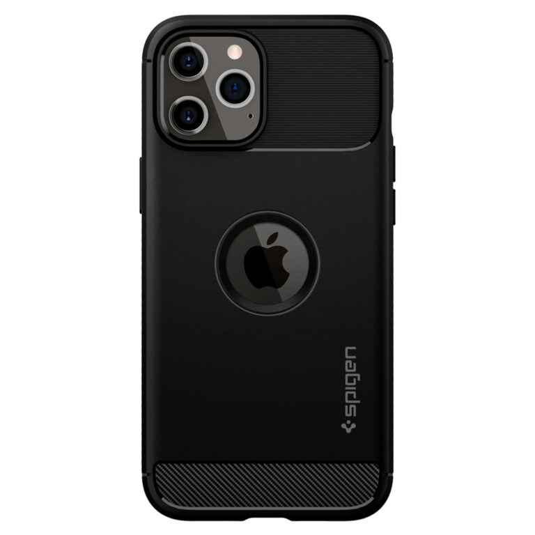 Spigen Rugged Armor Backcover Apple iPhone 12 (Pro) - Zwart