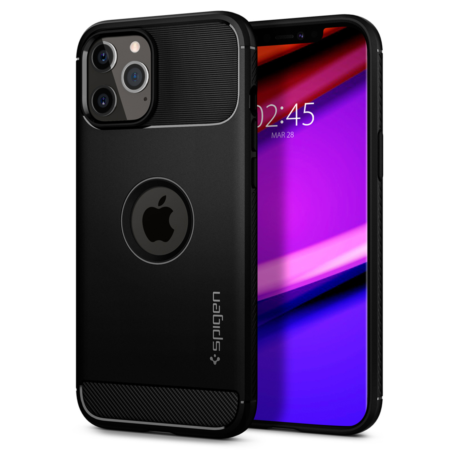 Spigen Rugged Armor Backcover Apple iPhone 12 (Pro) - Zwart - Afbeelding 2
