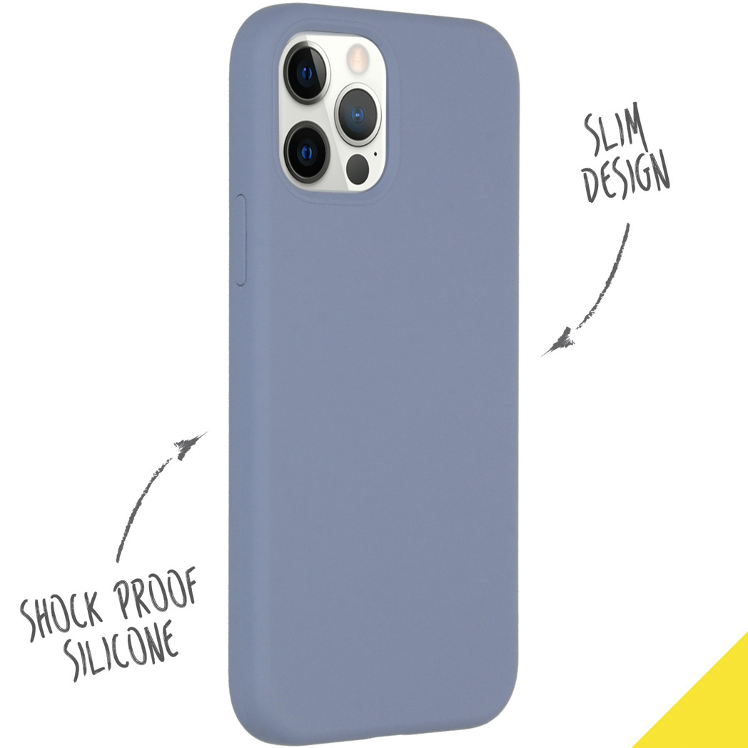 Accezz Liquid Silicone Backcover Apple iPhone 12 (Pro) - Lavender Gray - Afbeelding 2