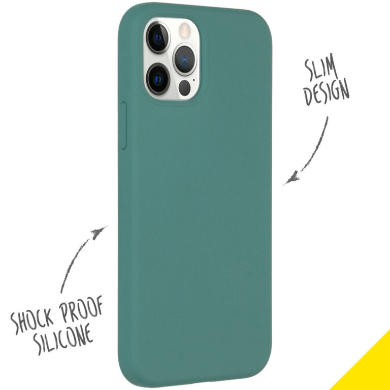 Accezz Liquid Silicone Backcover Apple iPhone 12 (Pro) - Donkergroen - Afbeelding 2