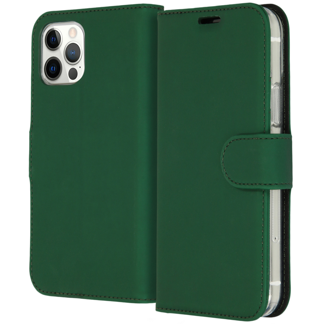 Accezz Wallet Softcase Bookcase Apple iPhone 12 (Pro) – Groen