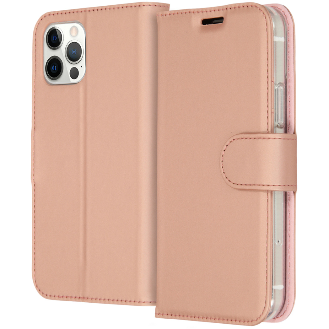 Accezz Wallet Softcase Bookcase Apple iPhone 12 (Pro) – Rosé Goud