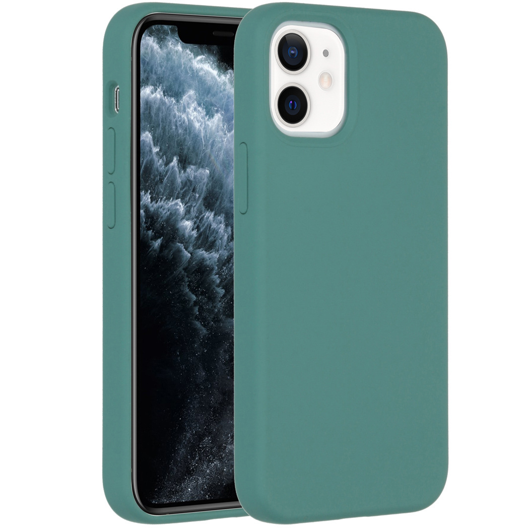 Accezz Liquid Silicone Backcover Apple iPhone 12 Mini – Donkergroen