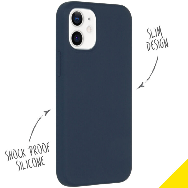Accezz Liquid Silicone Backcover Apple iPhone 12 Mini - Donkerblauw - Afbeelding 2