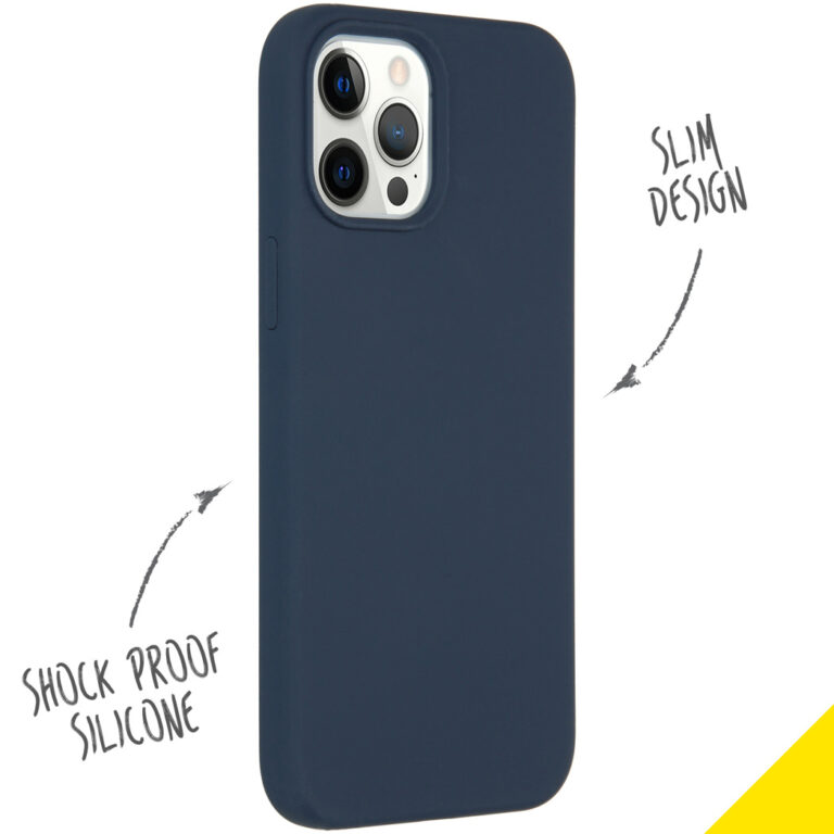 Accezz Liquid Silicone Backcover Apple iPhone 12 Pro Max - Donkerblauw - Afbeelding 2