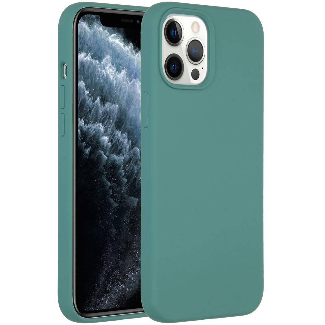 Accezz Liquid Silicone Backcover Apple iPhone 12 Pro Max – Donkergroen
