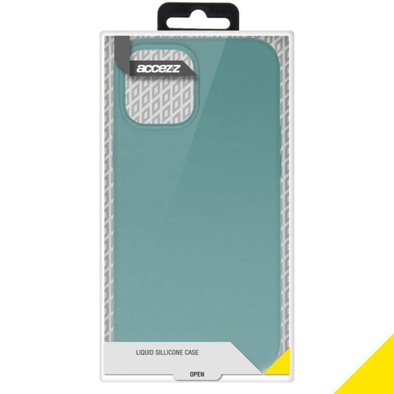 Accezz Liquid Silicone Backcover Apple iPhone 12 Pro Max - Donkergroen - Afbeelding 4