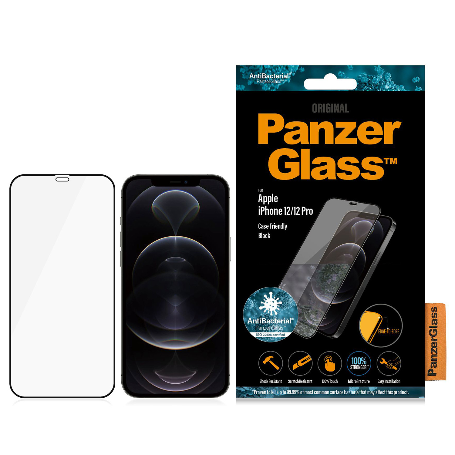 PanzerGlass Case Friendly Screenprotector Apple iPhone 12 (Pro) - Zwart - Afbeelding 2