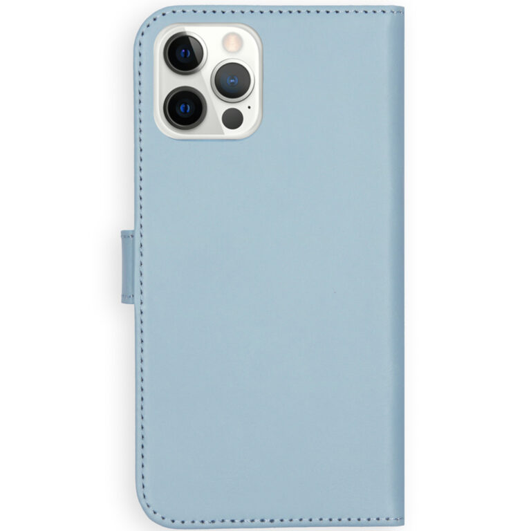 Selencia Echt Lederen Bookcase Apple iPhone 12 (Pro) - Lichtblauw - Afbeelding 3
