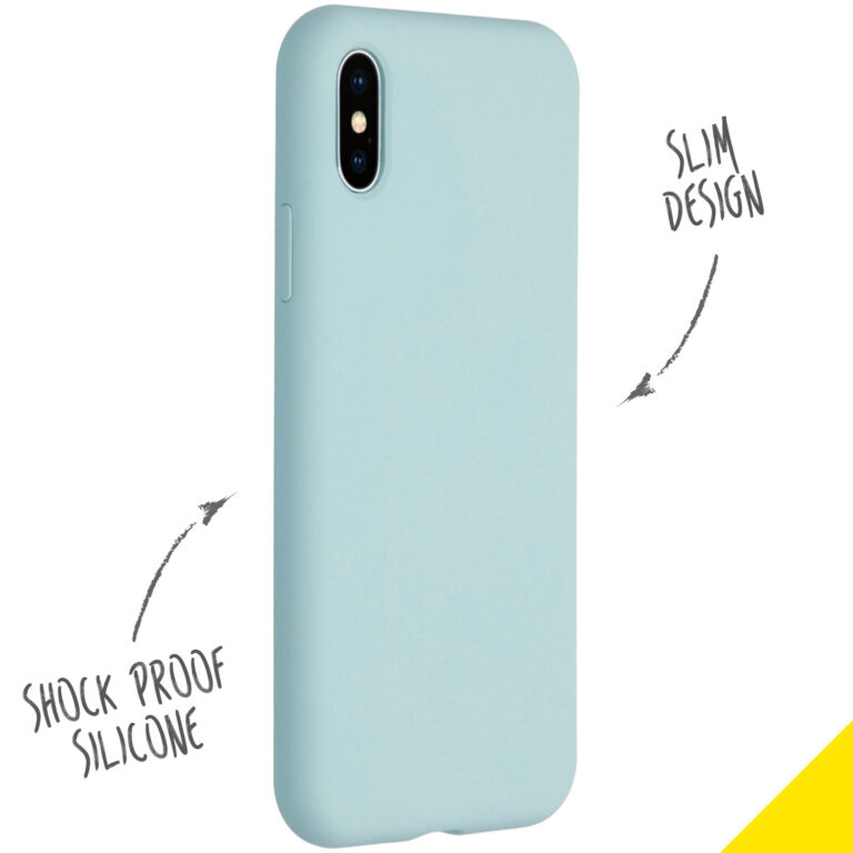 Accezz Liquid Silicone Backcover Apple iPhone Xs / X - Sky Blue - Afbeelding 2