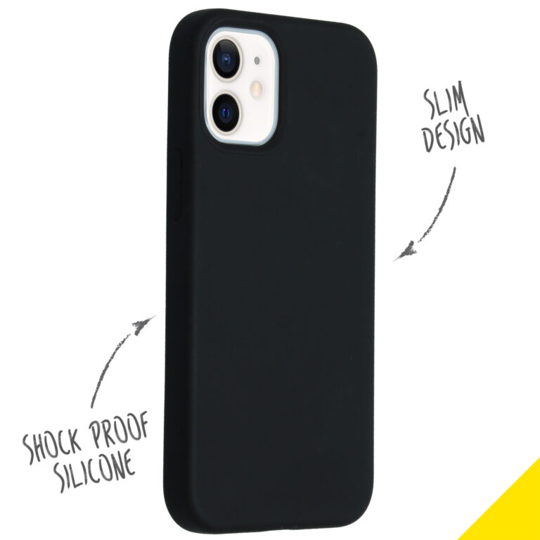 Accezz Liquid Silicone Backcover Apple iPhone 12 Mini - Zwart - Afbeelding 2