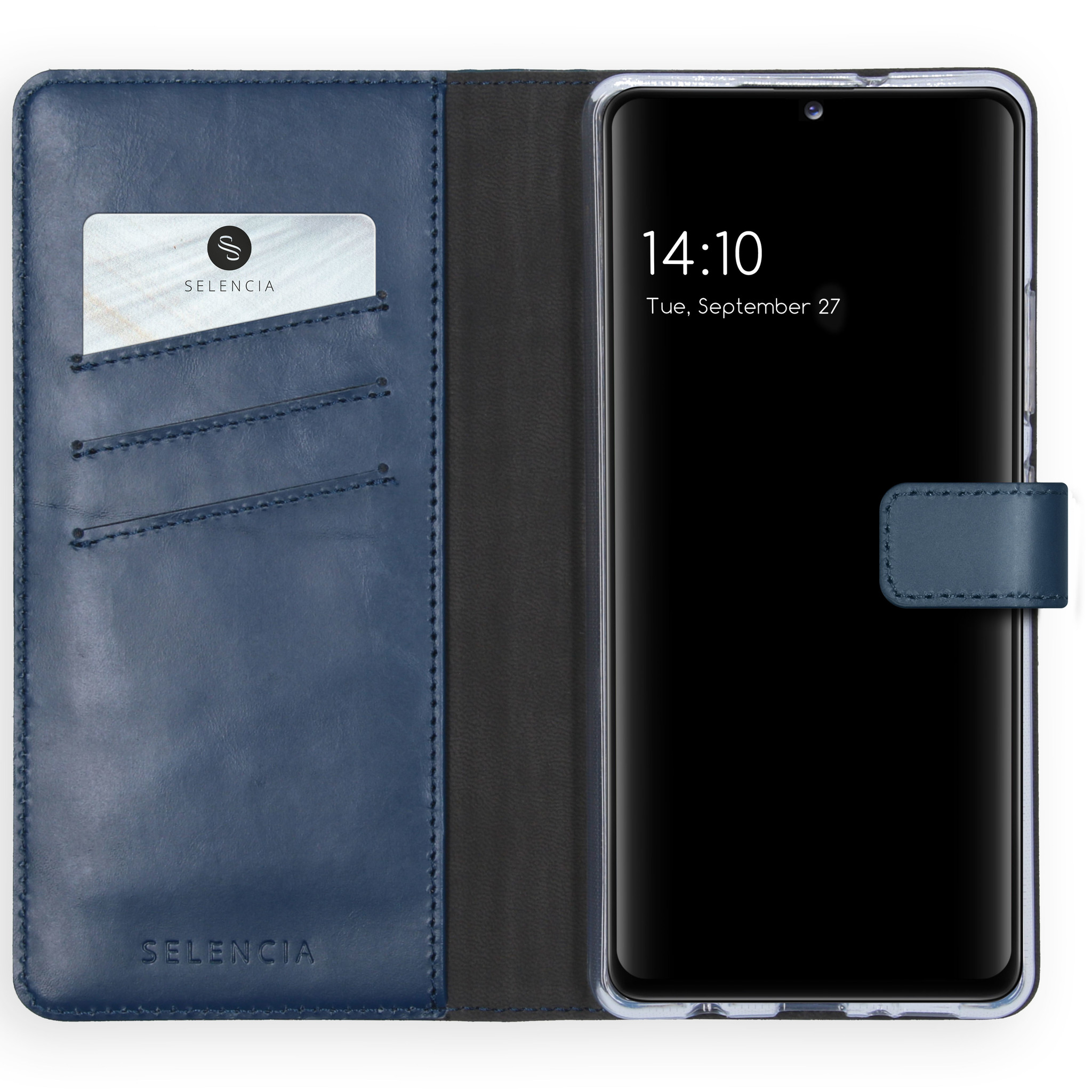 Selencia Echt Lederen Bookcase Samsung Galaxy A42 – Blauw