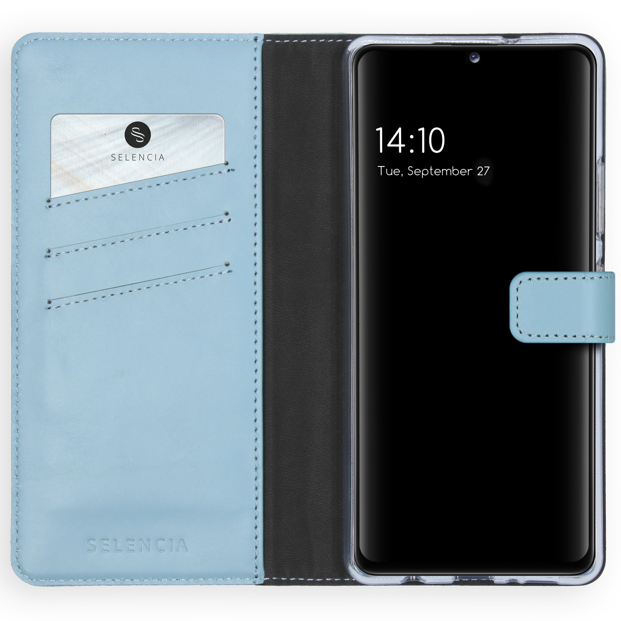 Selencia Echt Lederen Bookcase Samsung Galaxy A42 – Lichtblauw
