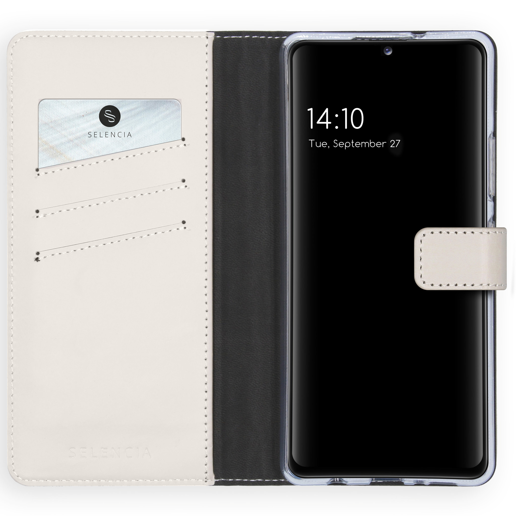 Selencia Echt Lederen Bookcase Samsung Galaxy A42 – Greige