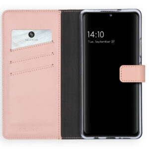 Selencia Echt Lederen Bookcase Samsung Galaxy A42 - Roze