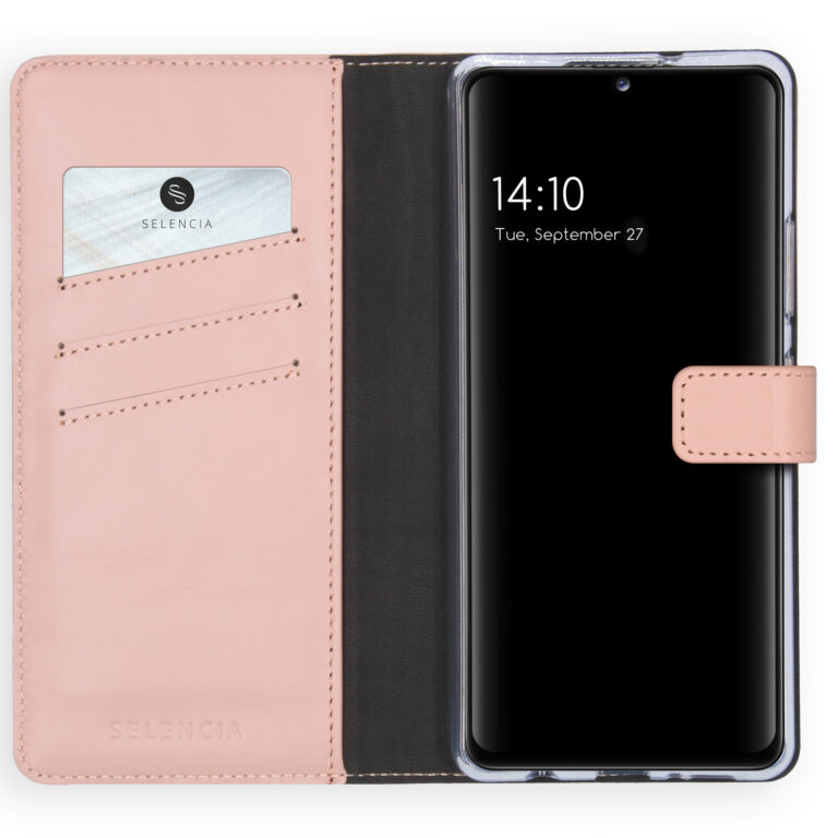 Selencia Echt Lederen Bookcase Samsung Galaxy A42 - Roze