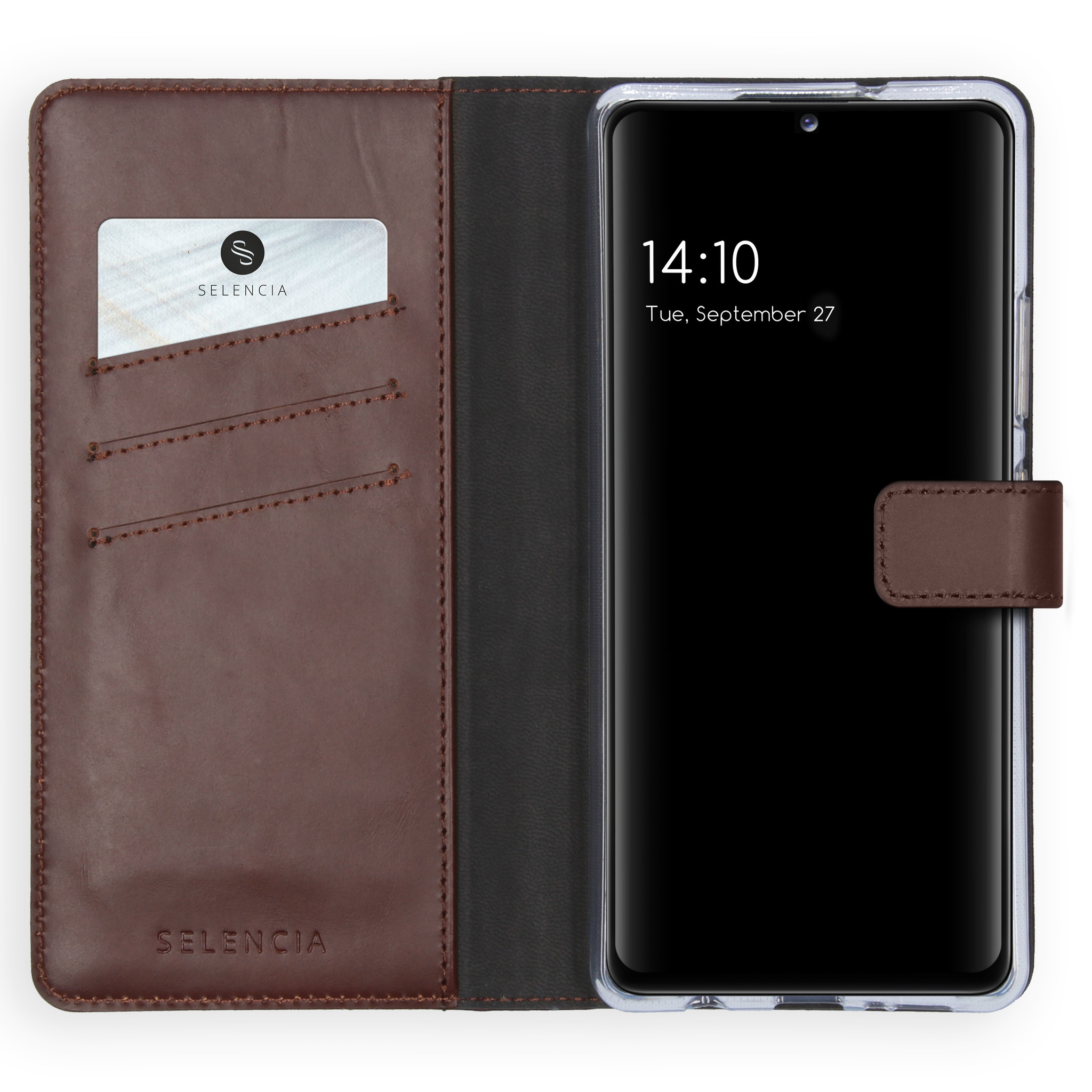 Selencia Echt Lederen Bookcase Samsung Galaxy A42 – Bruin