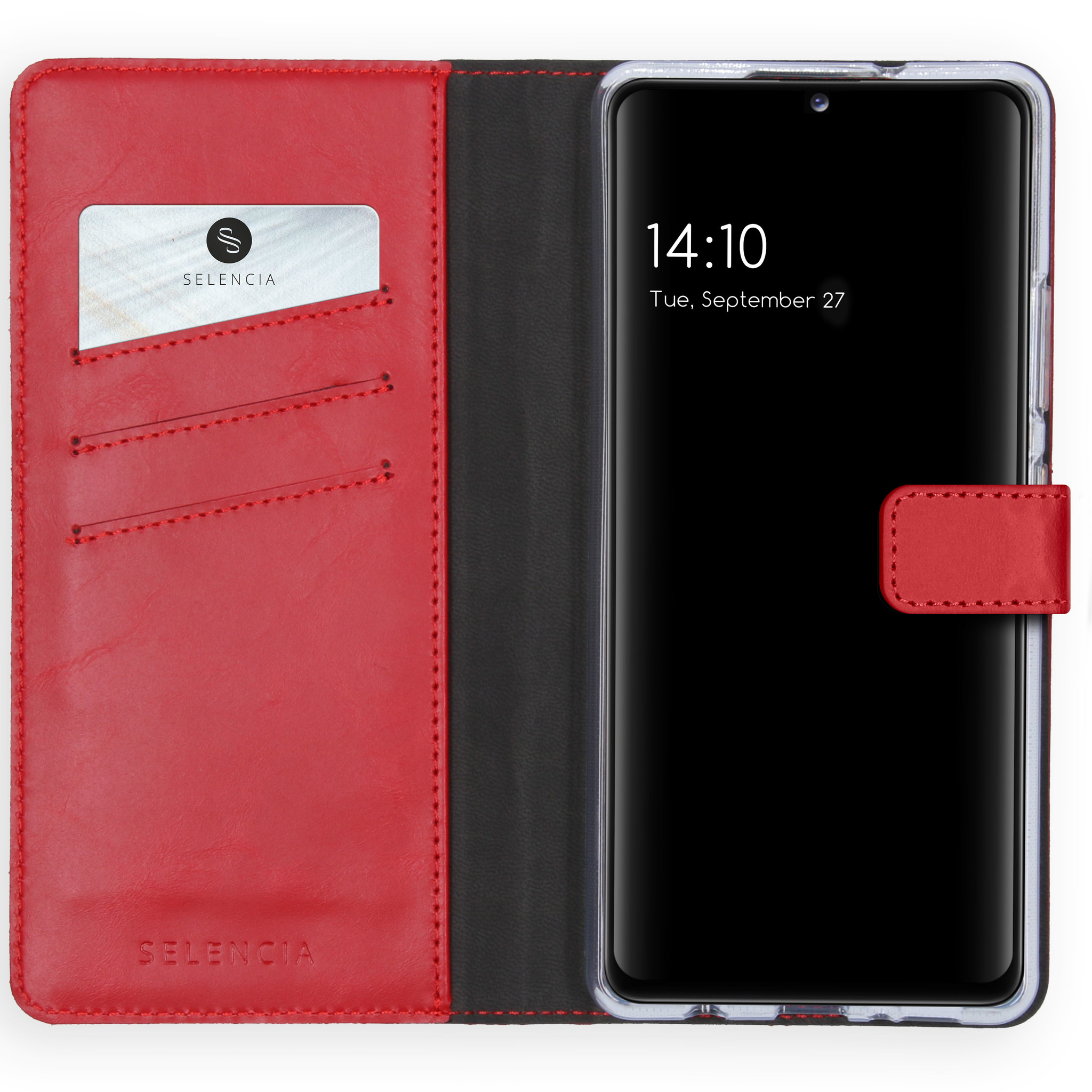Selencia Echt Lederen Bookcase Samsung Galaxy A42 – Rood