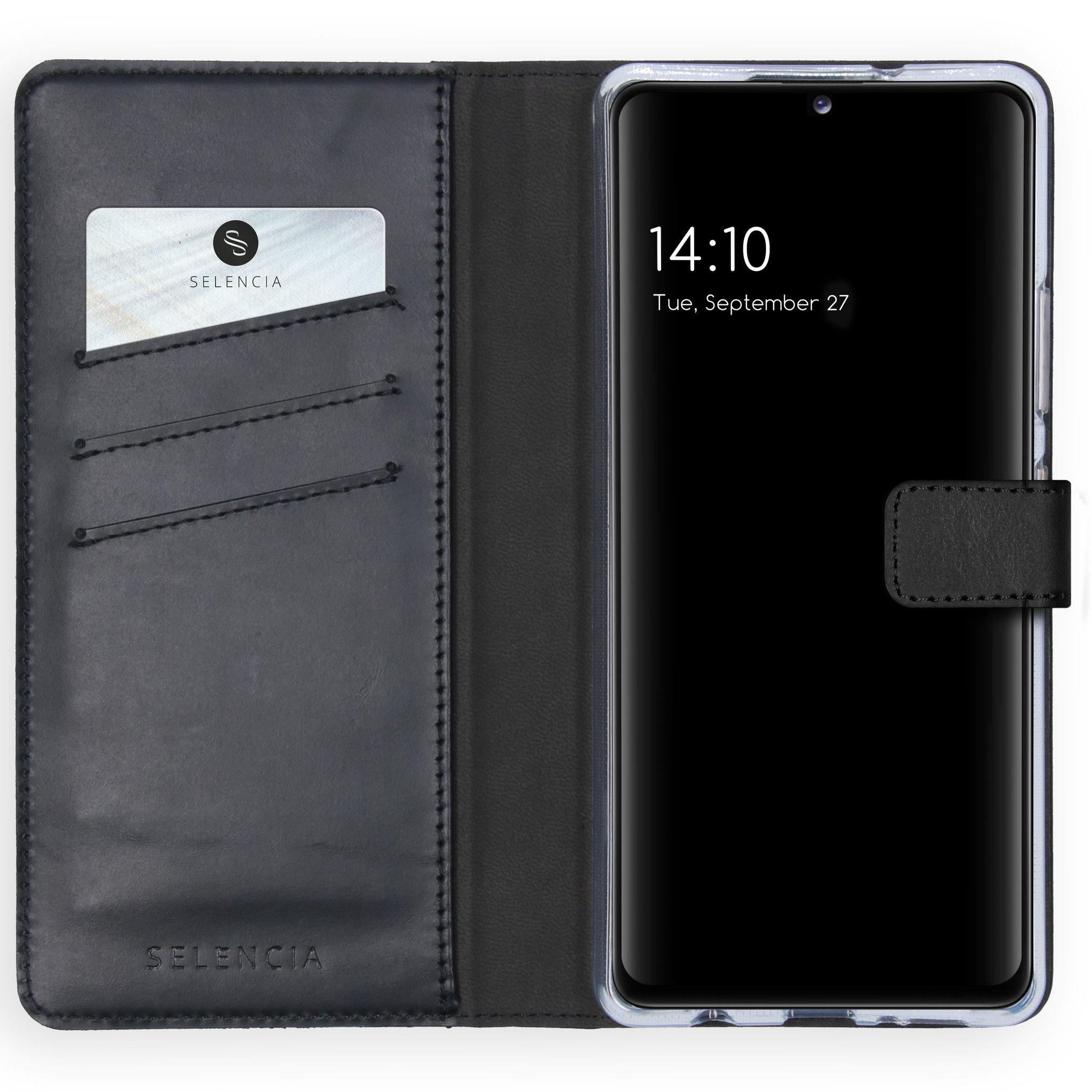 Selencia Echt Lederen Bookcase Samsung Galaxy A42 – Zwart