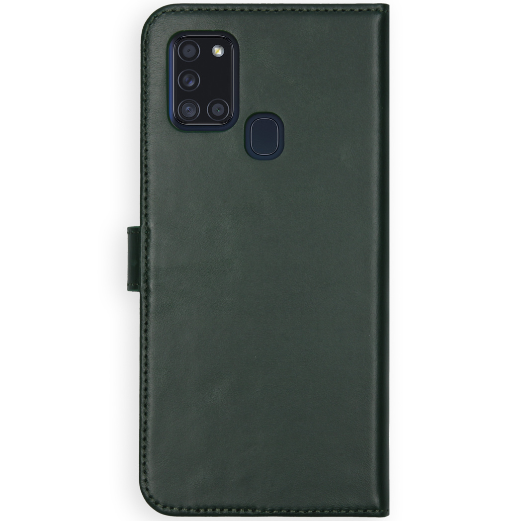 Selencia Echt Leren Bookcase Samsung Galaxy A21s - Groen - Afbeelding 2