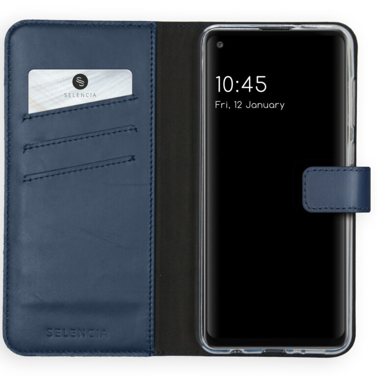 Selencia Echt Lederen Bookcase Samsung Galaxy A21s - Blauw - Afbeelding 3