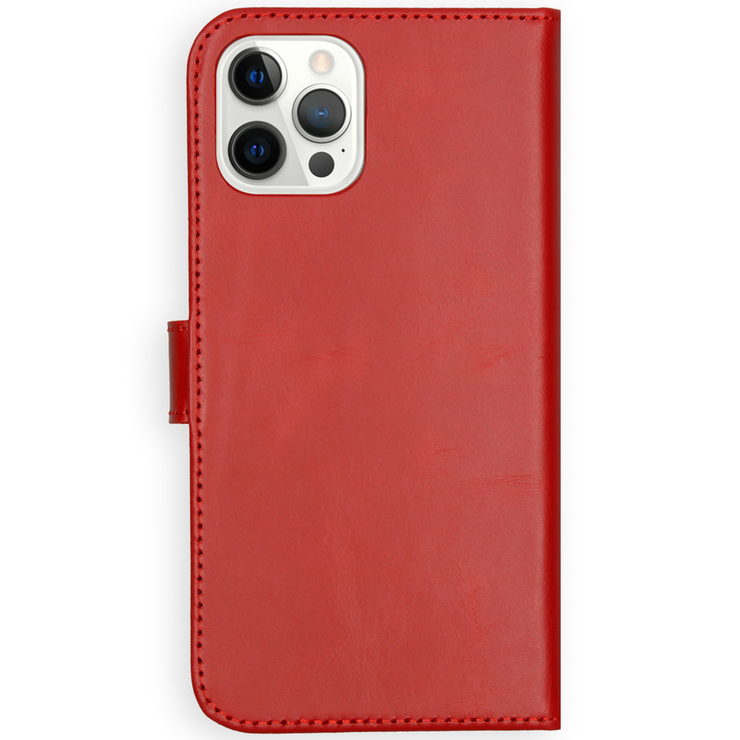 Selencia Echt Leren Bookcase Apple iPhone 12 Pro Max - Rood - Afbeelding 3