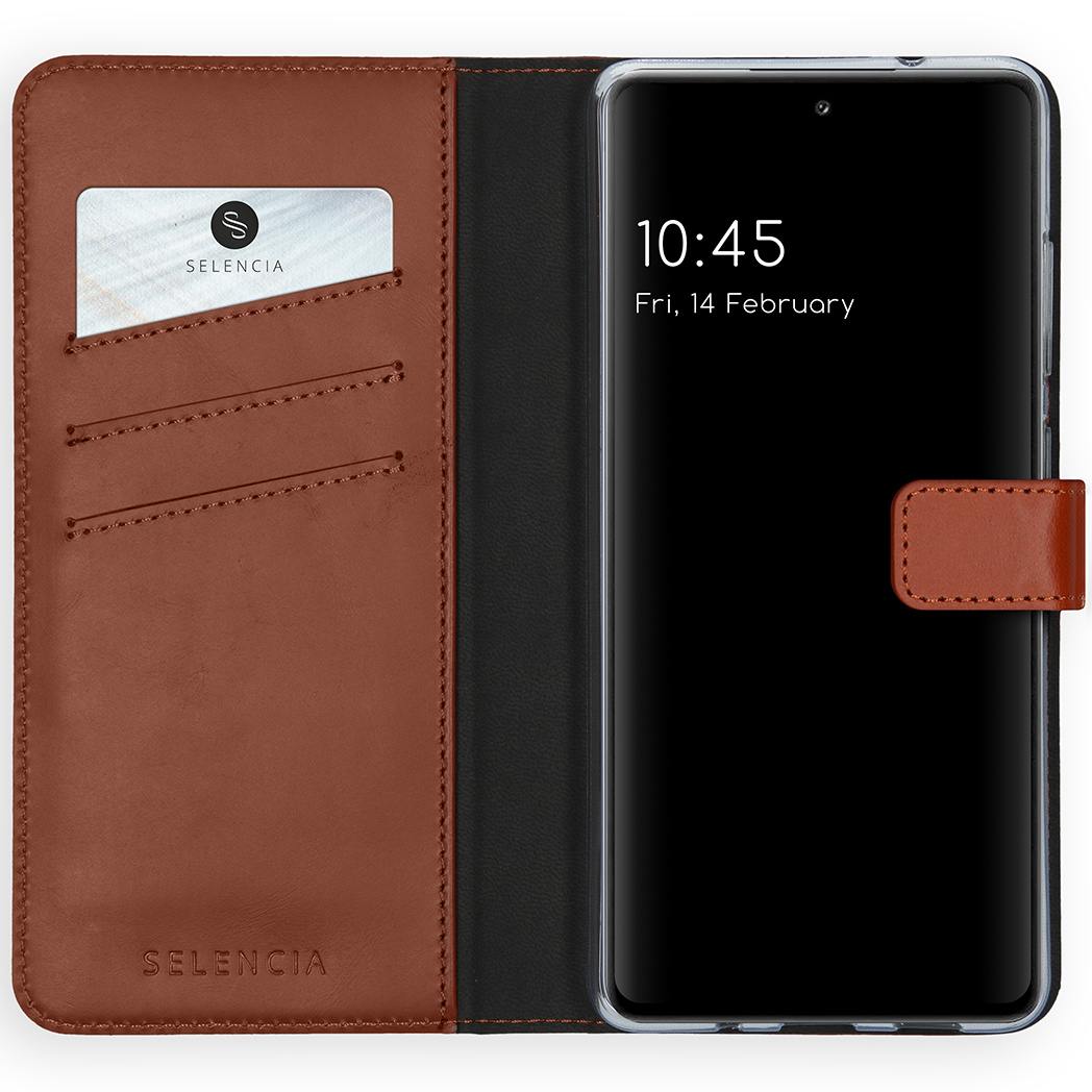 Selencia Echt Lederen Bookcase Samsung Galaxy S20 FE – Lichtbruin