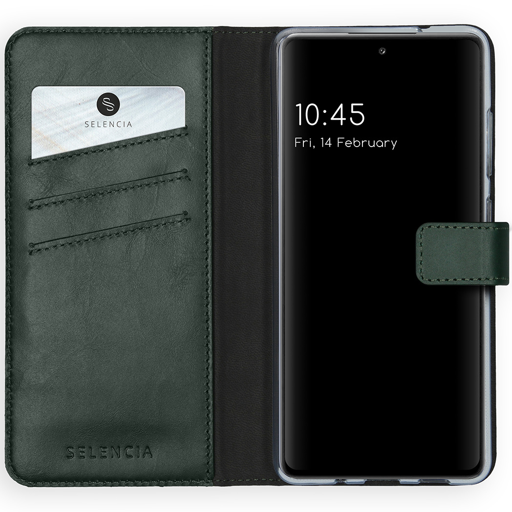 Selencia Echt Lederen Bookcase Samsung Galaxy S20 FE – Groen