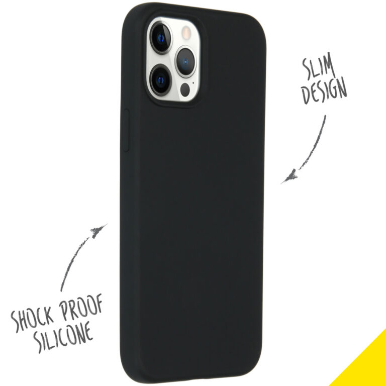 Accezz Liquid Silicone Backcover Apple iPhone 12 Pro Max - Zwart - Afbeelding 2