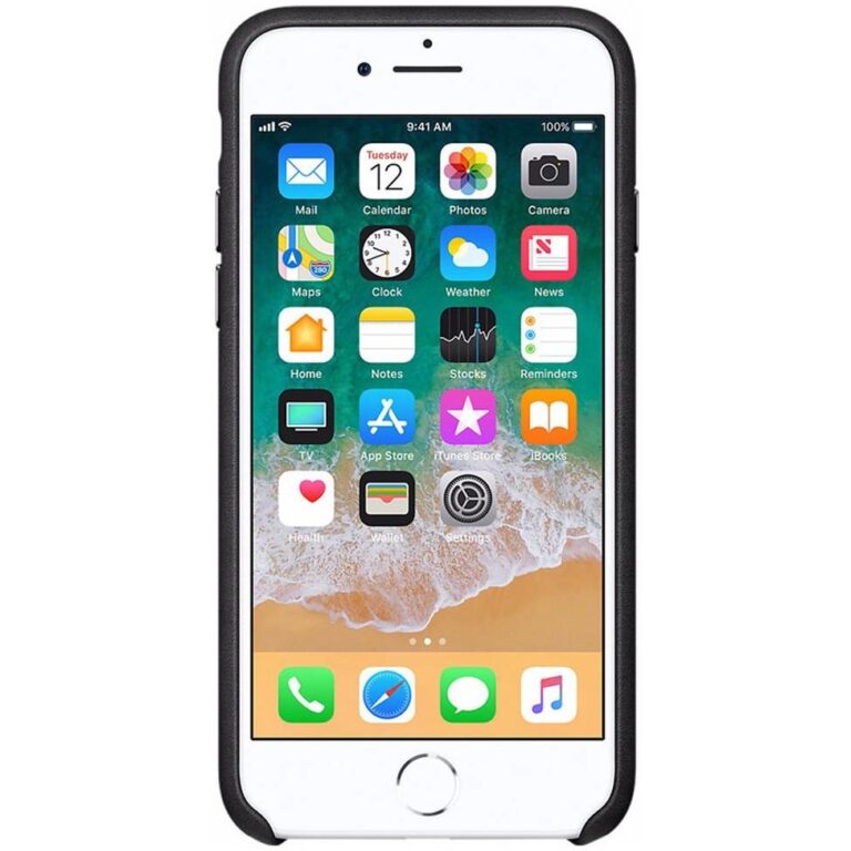 Leather Backcover Apple iPhone SE (2022 / 2020) / 8 / 7 - Black - Afbeelding 3