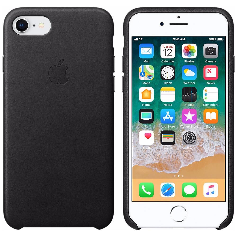 Leather Backcover Apple iPhone SE (2022 / 2020) / 8 / 7 - Black - Afbeelding 4