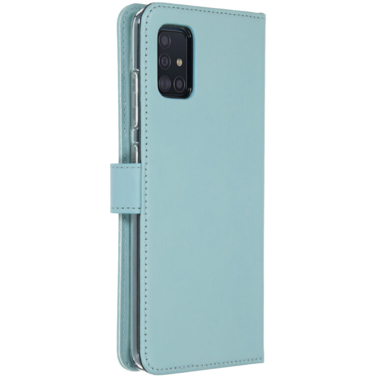 Selencia Echt Lederen Bookcase Samsung Galaxy A51 - Lichtblauw - Afbeelding 3
