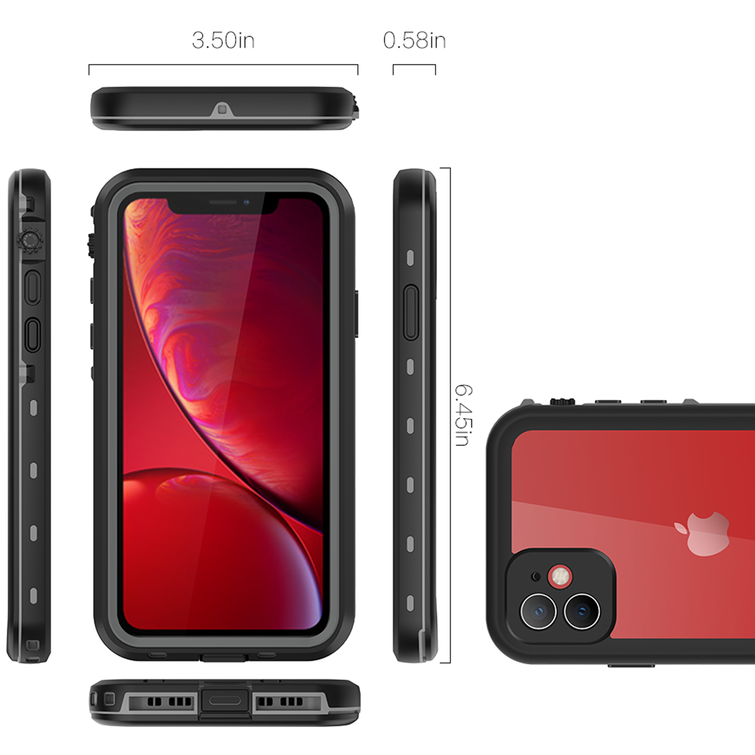 Redpepper Dot Plus Waterproof Backcover Apple iPhone 11 - Zwart - Afbeelding 4