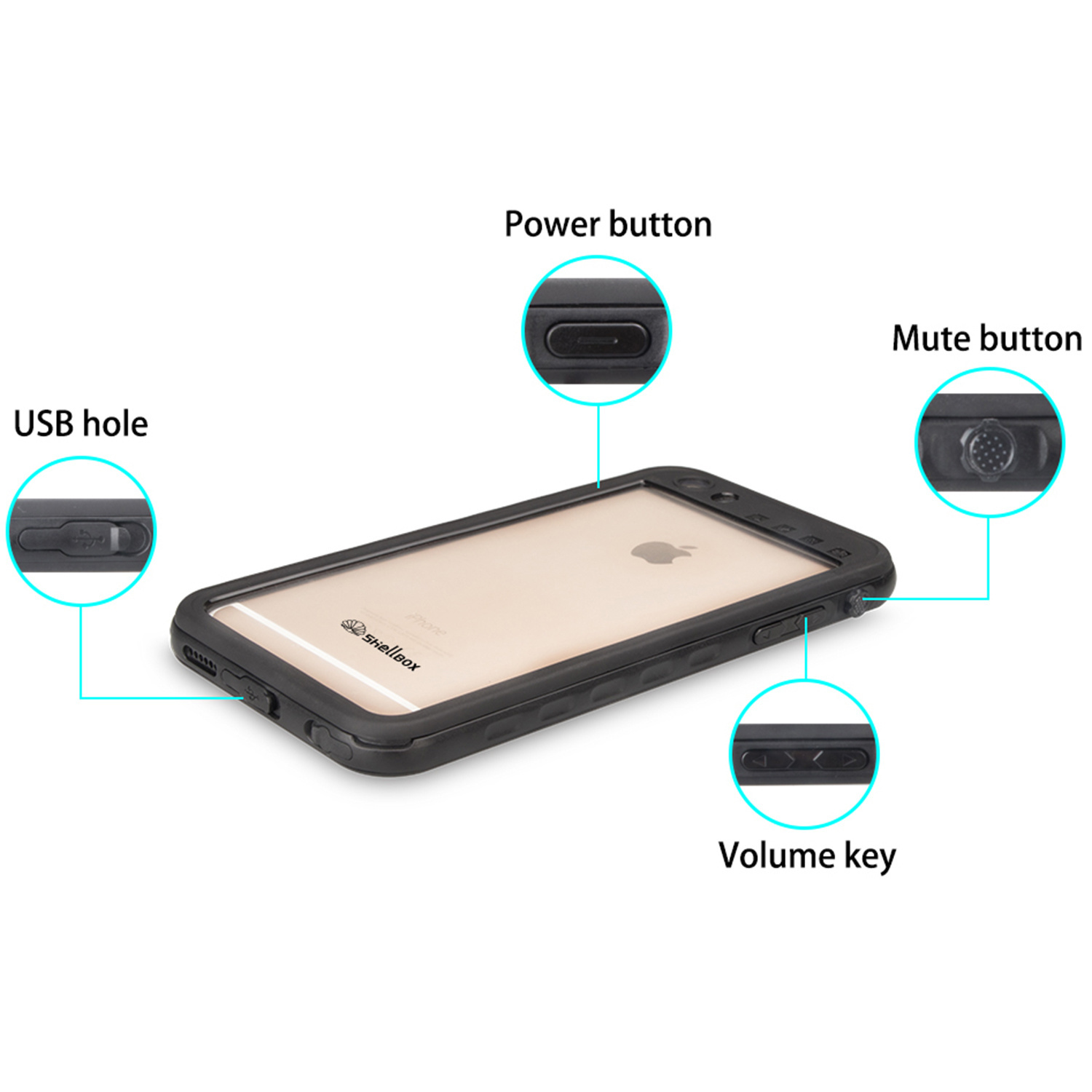 Redpepper Dot Plus Waterproof Backcover Apple iPhone SE (2022 / 2020) / 8 / 7 / 6(s) - Zwart - Afbeelding 7