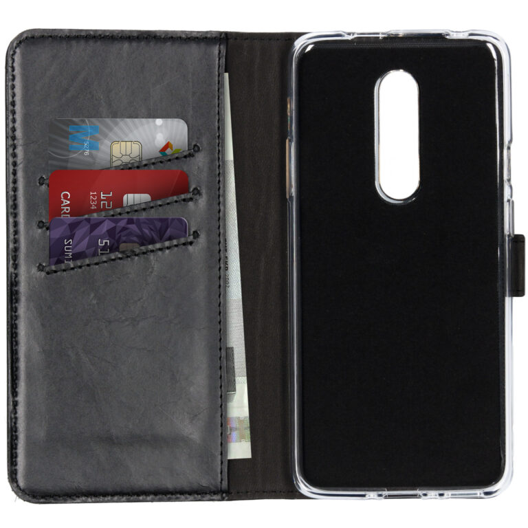 Selencia Lederen Bookcase OnePlus 7 Pro - Zwart - Afbeelding 3