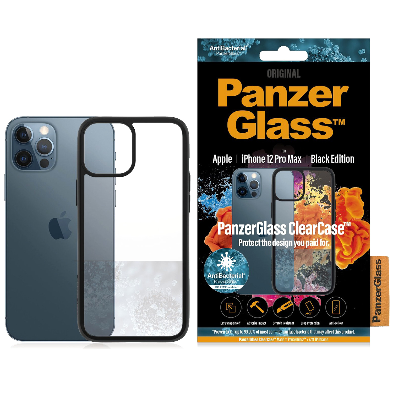 PanzerGlass ClearCase AntiBacterial Apple iPhone 12 Pro Max - Zwart - Afbeelding 3