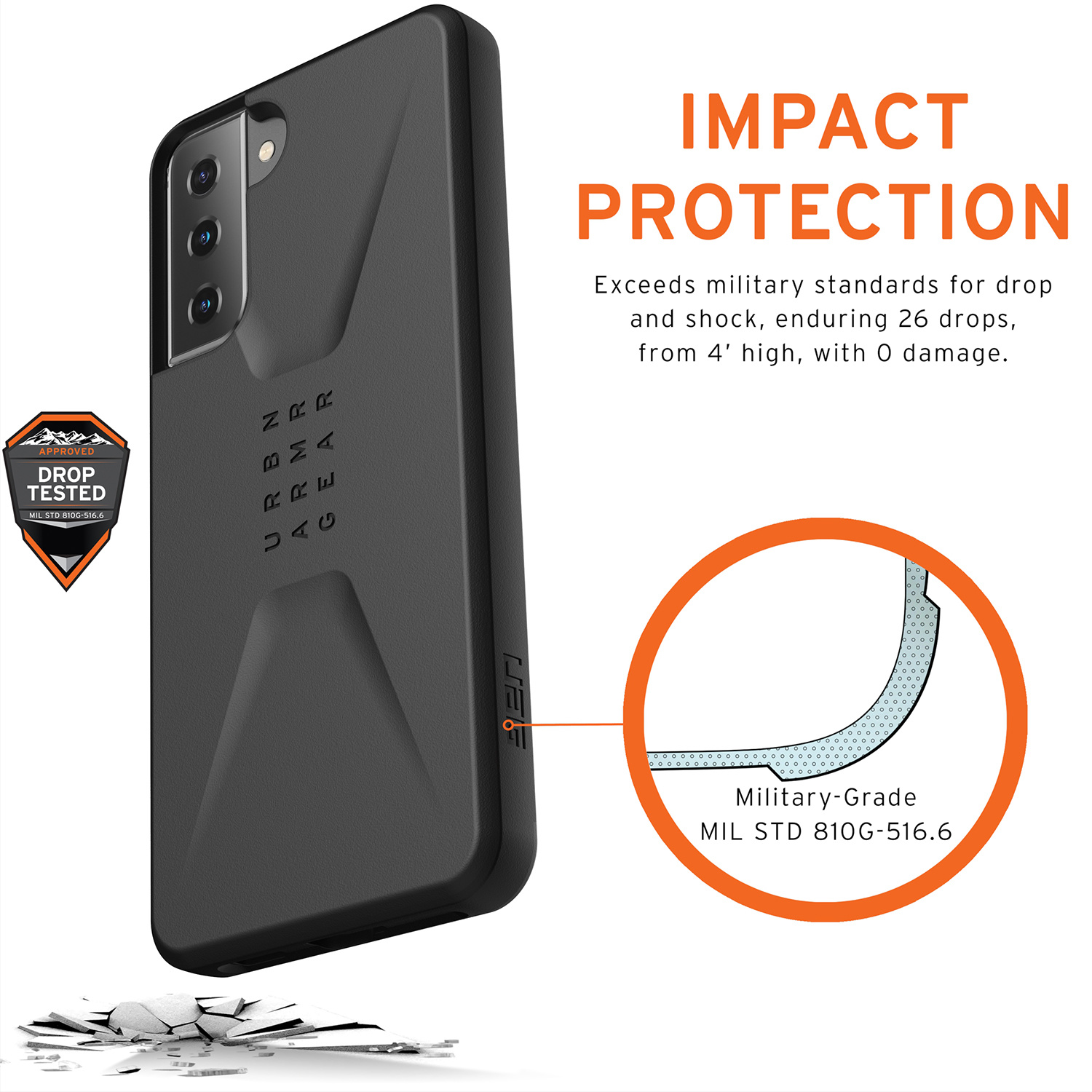 UAG Civilian Backcover Samsung Galaxy S21 Plus - Zwart - Afbeelding 2