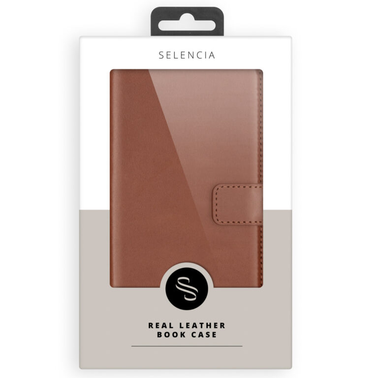 Selencia Echt Lederen Bookcase Apple iPhone Xs - Lichtbruin - Afbeelding 10
