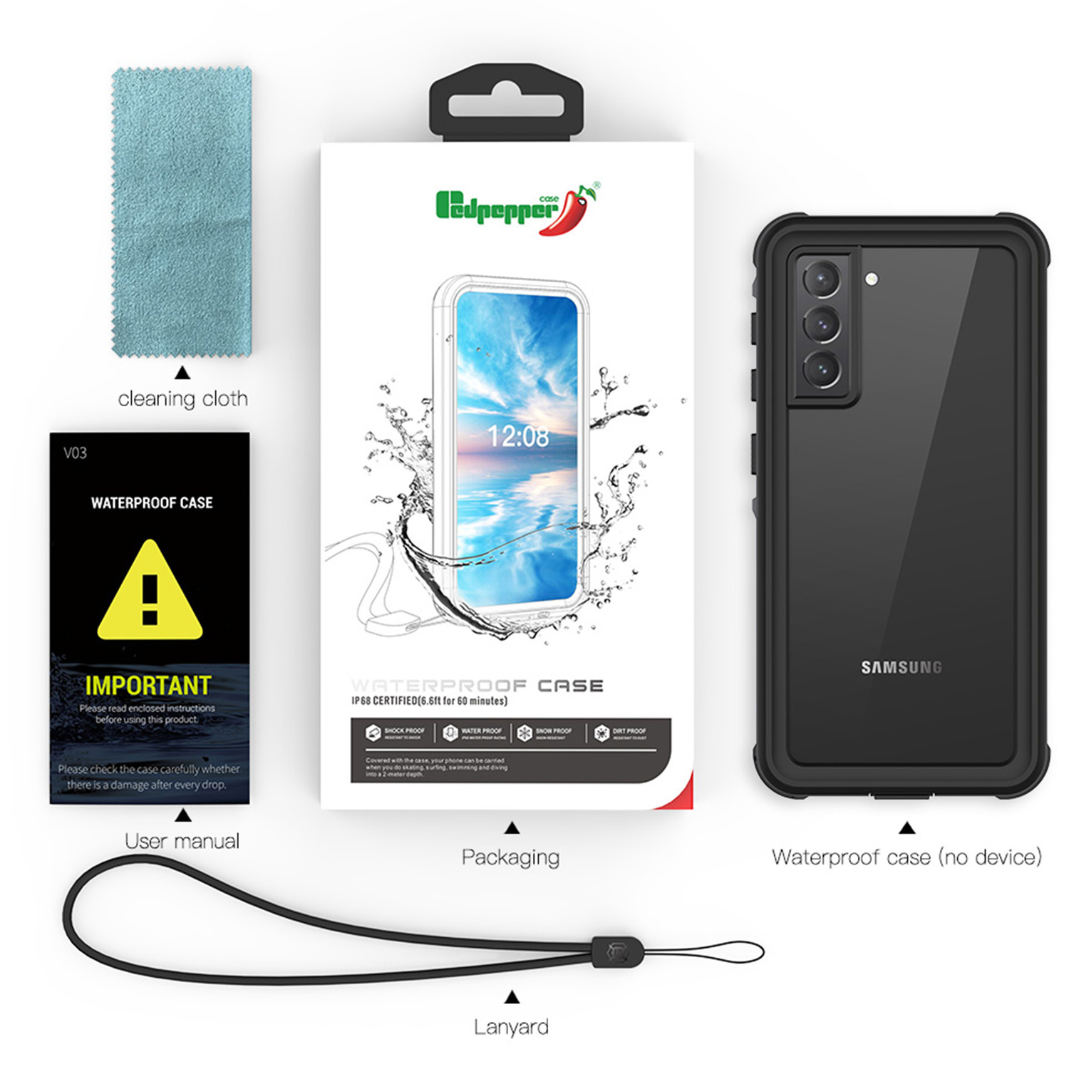 Redpepper Dot Plus Waterproof Backcover Galaxy S21 - Zwart - Afbeelding 7
