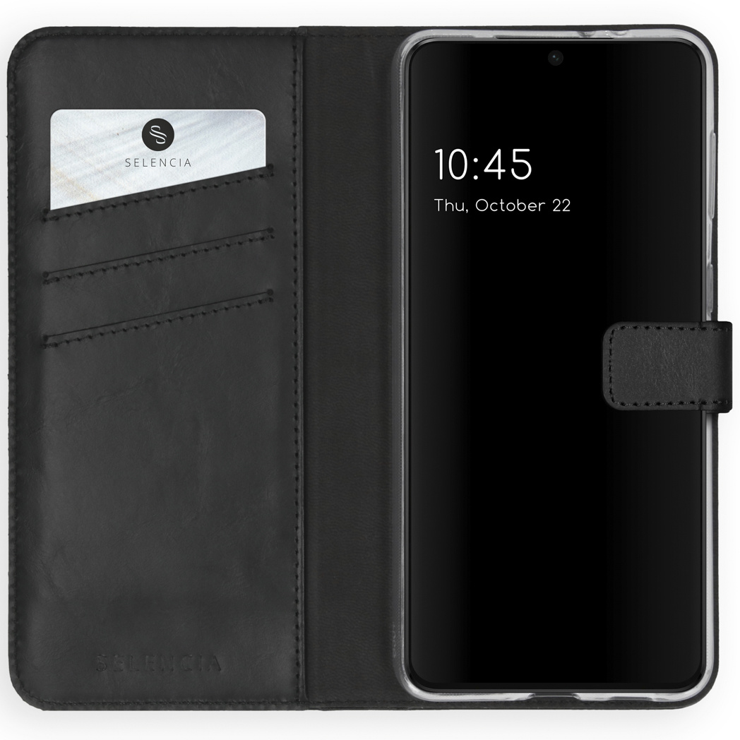 Selencia Echt Lederen Bookcase Samsung Galaxy S21 Plus – Zwart