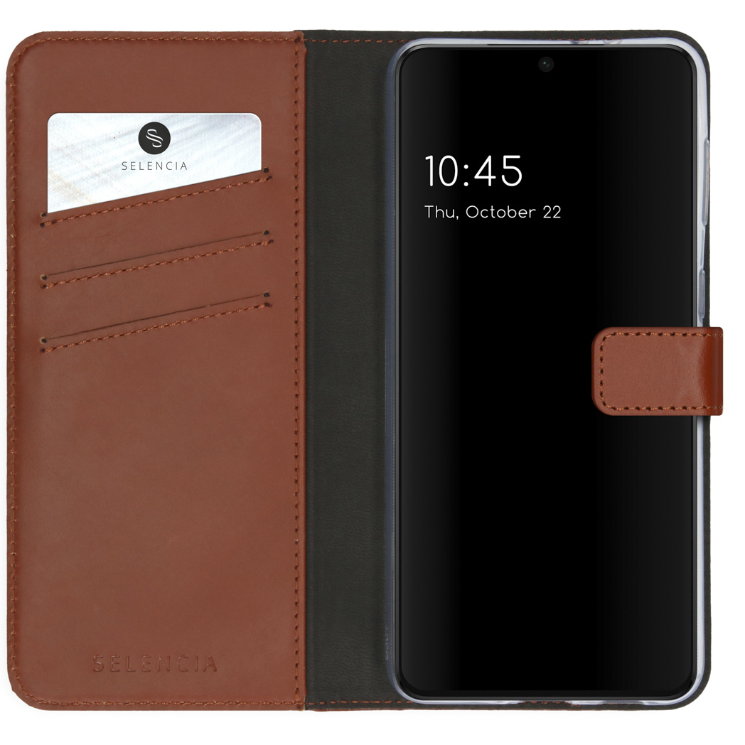 Selencia Echt Lederen Bookcase Samsung Galaxy S21 Plus – Lichtbruin