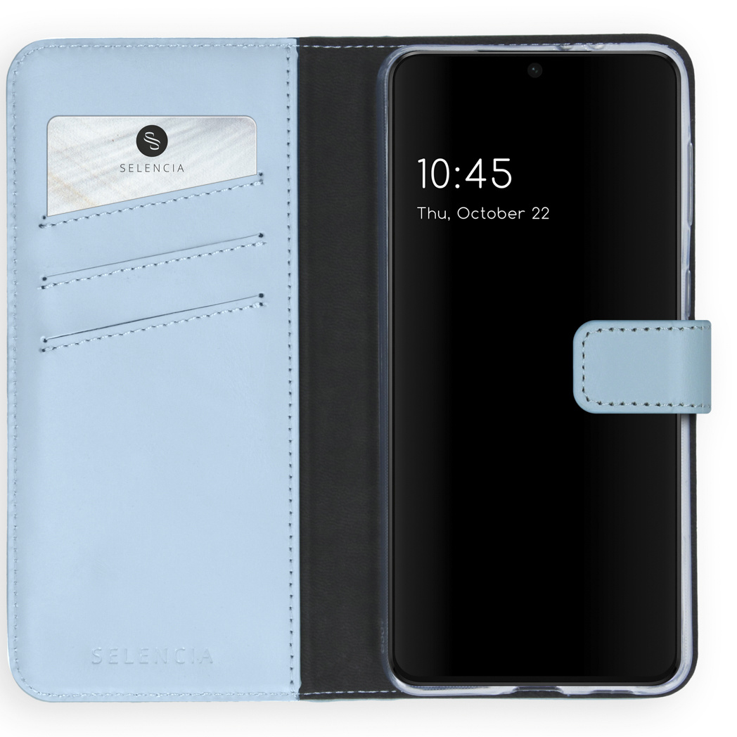 Selencia Echt Lederen Bookcase Samsung Galaxy S21 Plus – Lichtblauw
