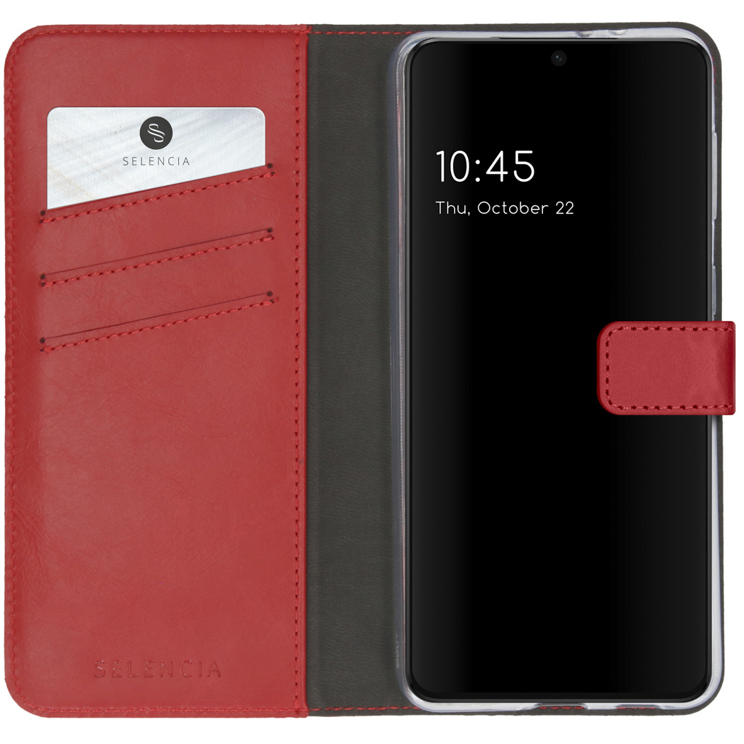 Selencia Echt Lederen Bookcase Samsung Galaxy S21 – Rood