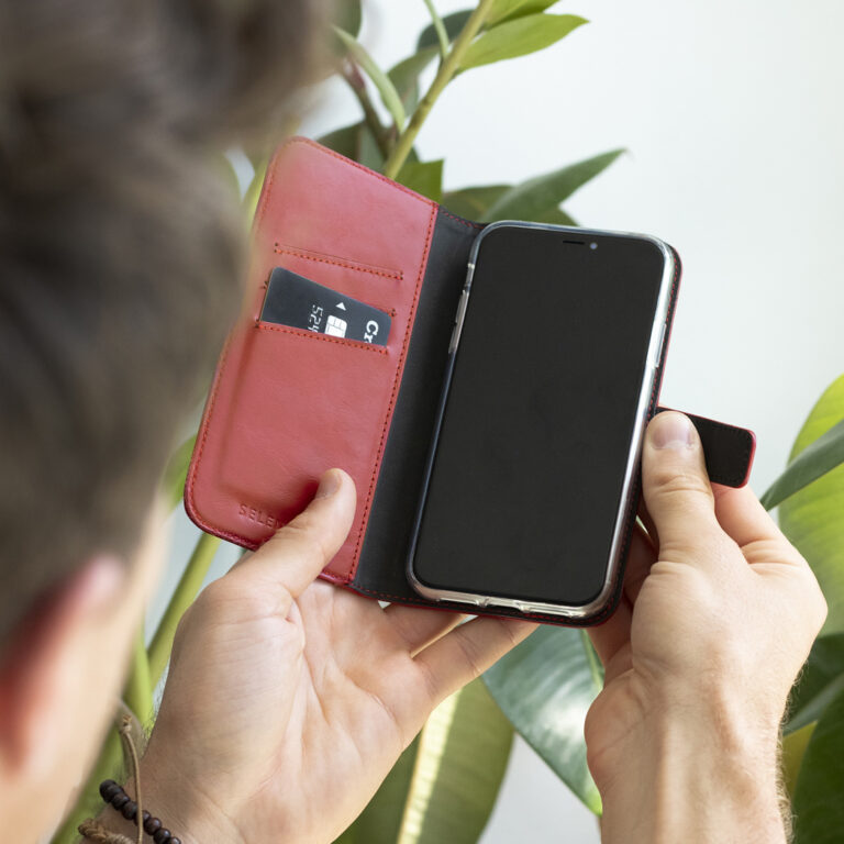 Selencia Echt Lederen Bookcase Samsung Galaxy S21 - Rood - Afbeelding 5