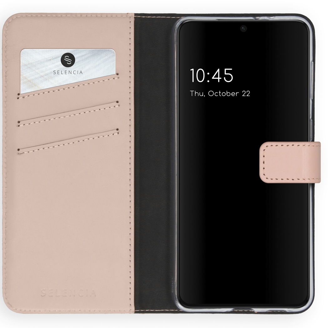 Selencia Echt Lederen Bookcase Samsung Galaxy S21 – Roze